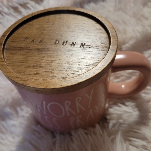 Rae Dunn Worry Less, Pray More mug with wooden lid - Picture 2 of 5